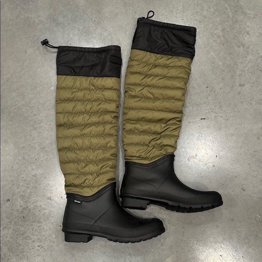 Tretorn Harriet Fleece Lined Knee High Winter Rain Boots Green Black 9 - Picture 3 of 6
